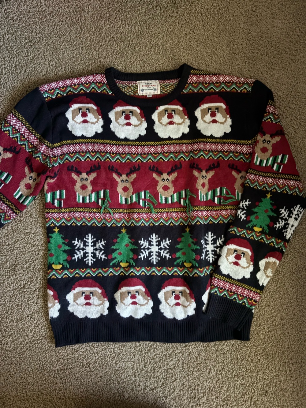 Daisys Boutique Red, Green & Black Holiday Crewneck Sweater